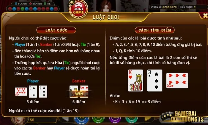 Luật chơi Baccarat Top88 dễ hiểu nhất