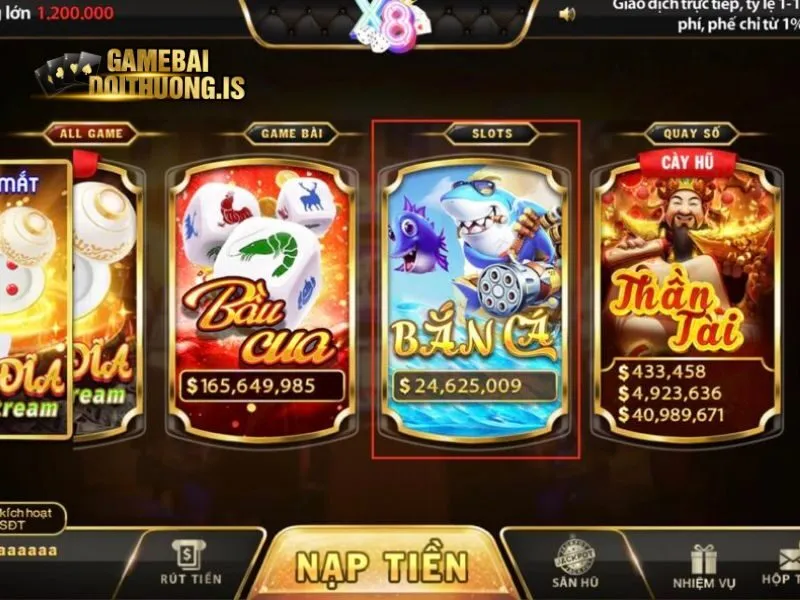 Bắn cá đổi thưởng X8 có nhiều loại vũ khí và tính năng thú vị