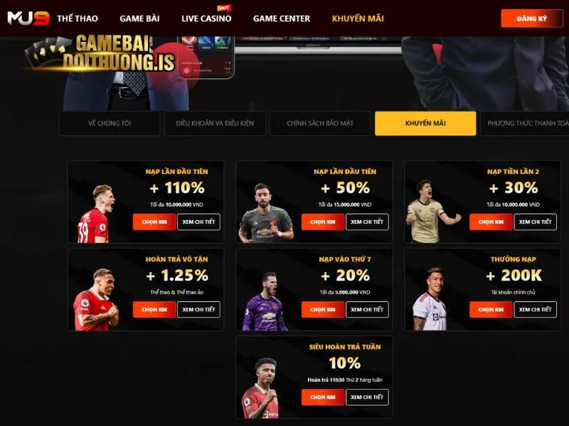 MU9 dành tặng người chơi nhiều khuyến mãi tặng thưởng giá trị