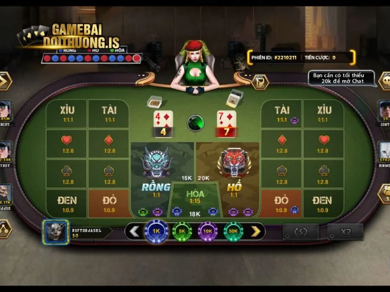 Rồng hổ là game bài cá cược giữa hai phe linh vật