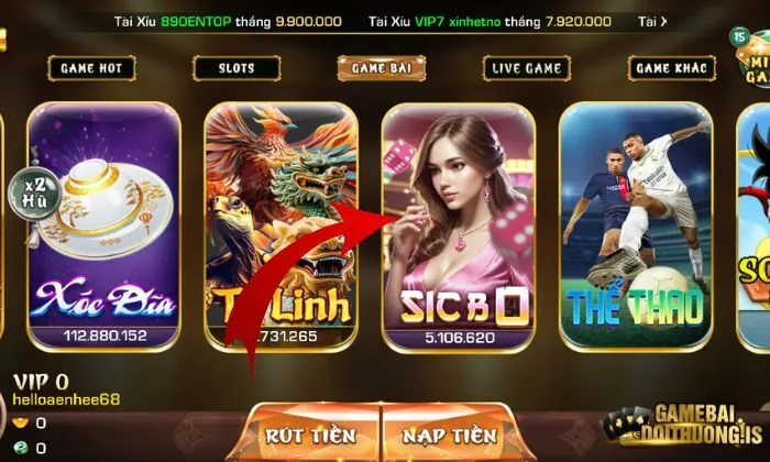 Tìm Sicbo tại game bài iwinclub