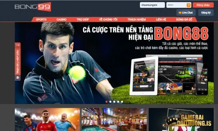 Giao diện Bong99 cực chất 