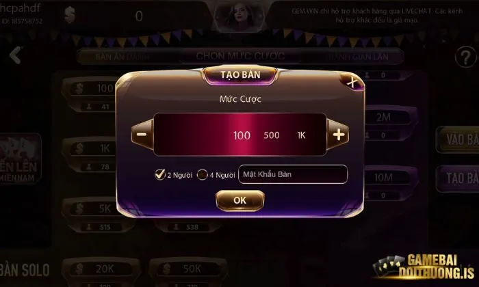 Điểm hấp dẫn của Tiến Lên Miền Nam Gemwin