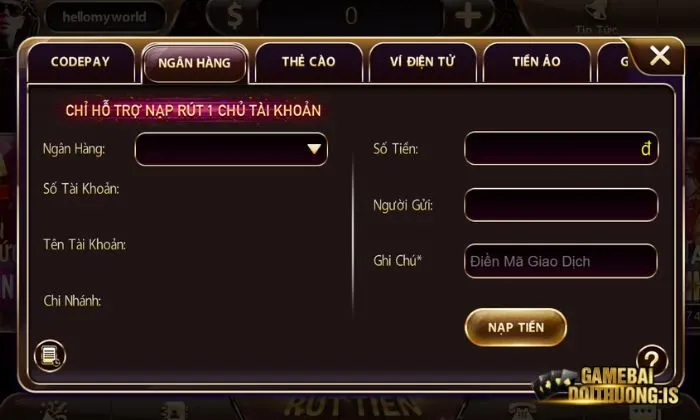 Nạp tiền vào tài khoản Sunwin trước khi tham gia cá cược